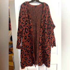 Torrid Red Leopard Brushed Duster Sweater